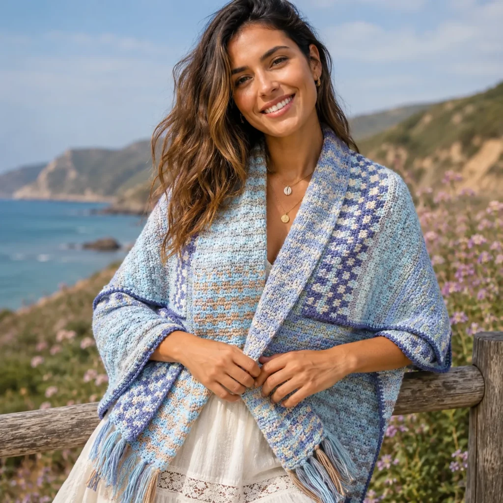 Elegant Crochet Poncho with Integrated Scarf Pattern (Free)- A Stylish and Cozy Layering Piece_result