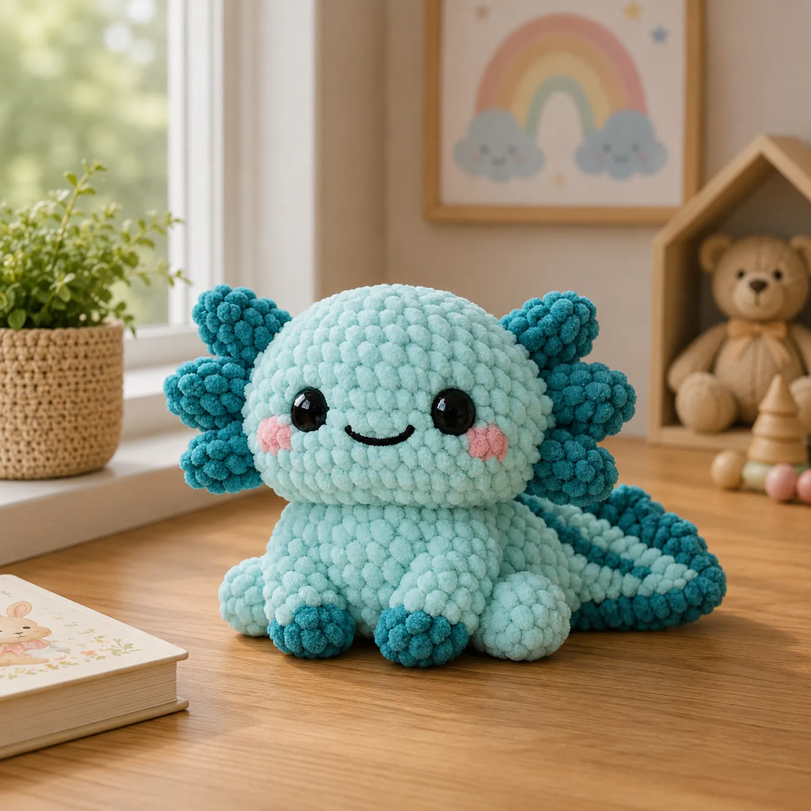Crochet Axolotl Pattern (Free): Super Soft Plush Amigurumi Axolotl With Fluffy Gills, Cute Smile, and Chunky Paws