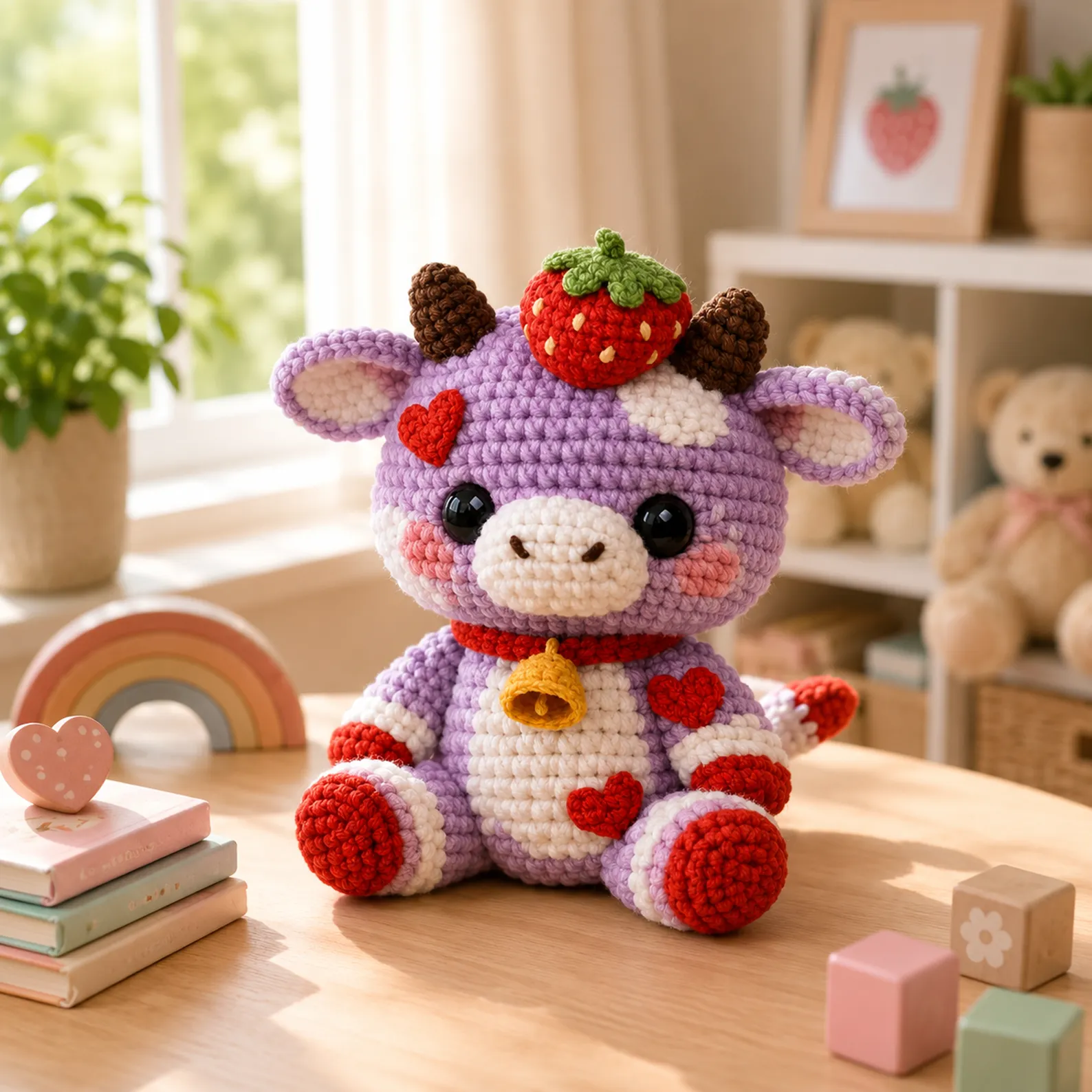 Strawberry Cow Amigurumi Crochet Pattern (Free): A Cute, Beginner-Friendly Plush With Hearts, Bell Collar, and Sweet Strawberry Topper