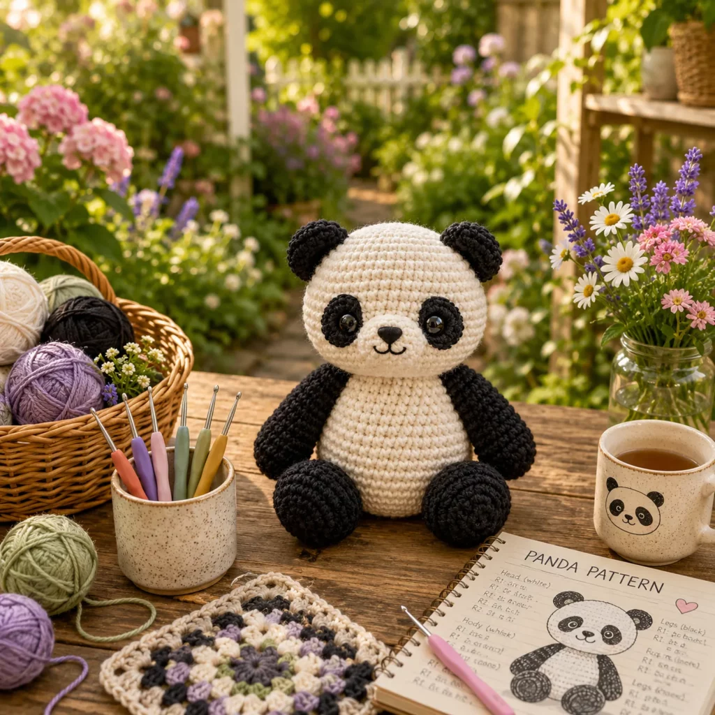 Cute Panda Amigurumi Crochet Pattern for Beginners With Black Patches, Round Belly, and Cozy Plush Shape 2_result
