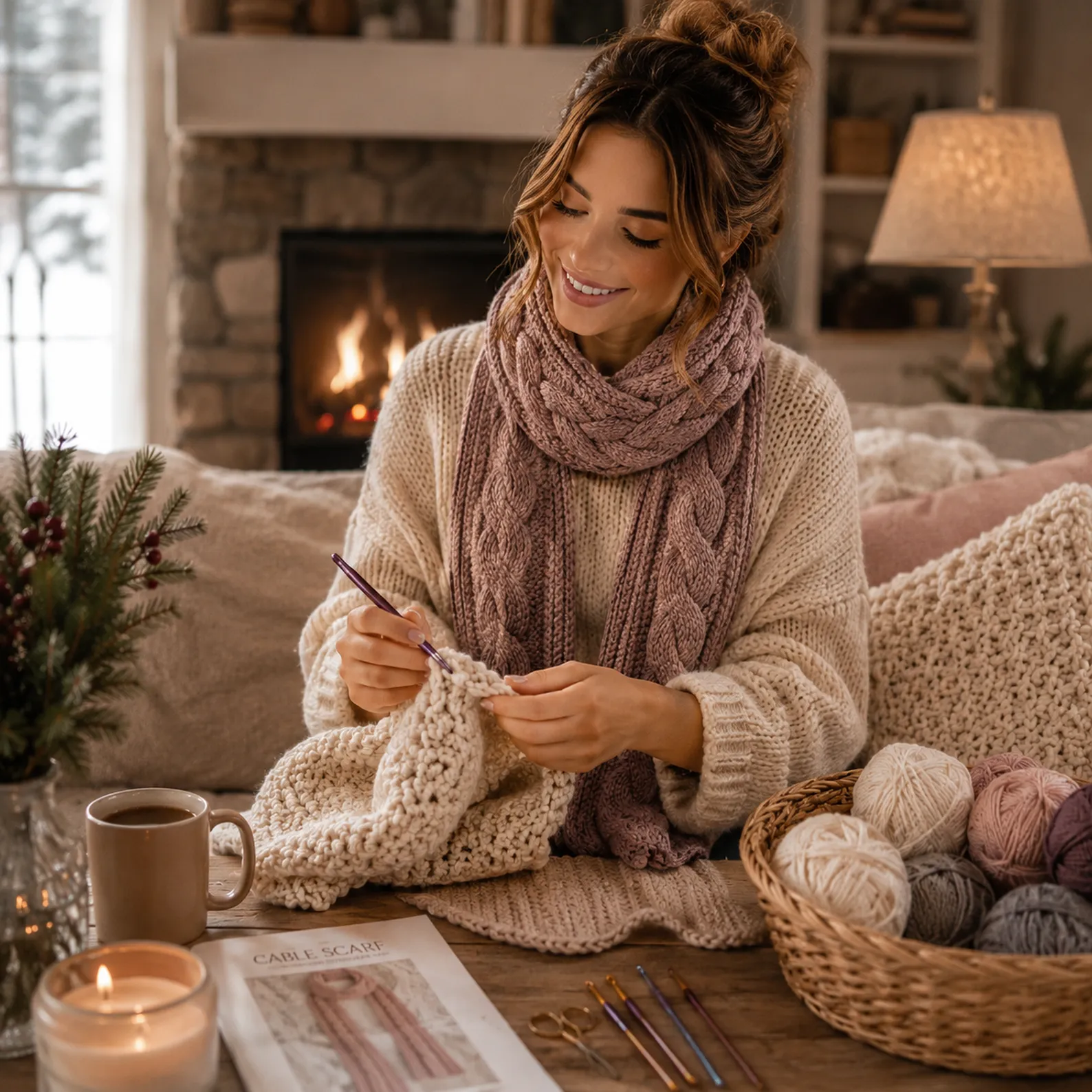 Crochet Cable Scarf Pattern (Free)- Cozy Braided Cable Scarf With Ribbed Texture for Beginners 2_result