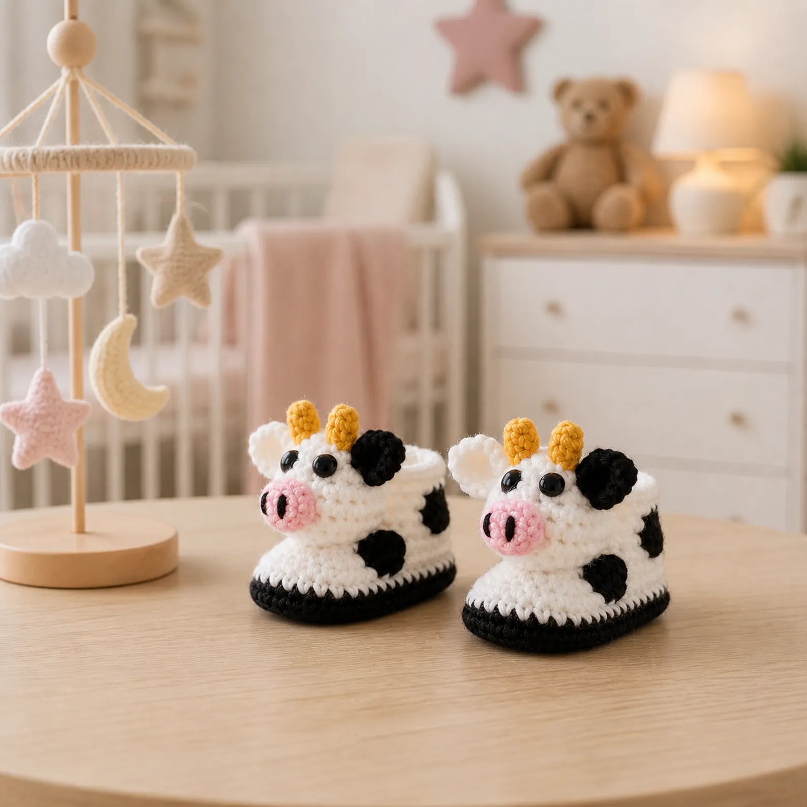 Cow Baby Booties Crochet Pattern