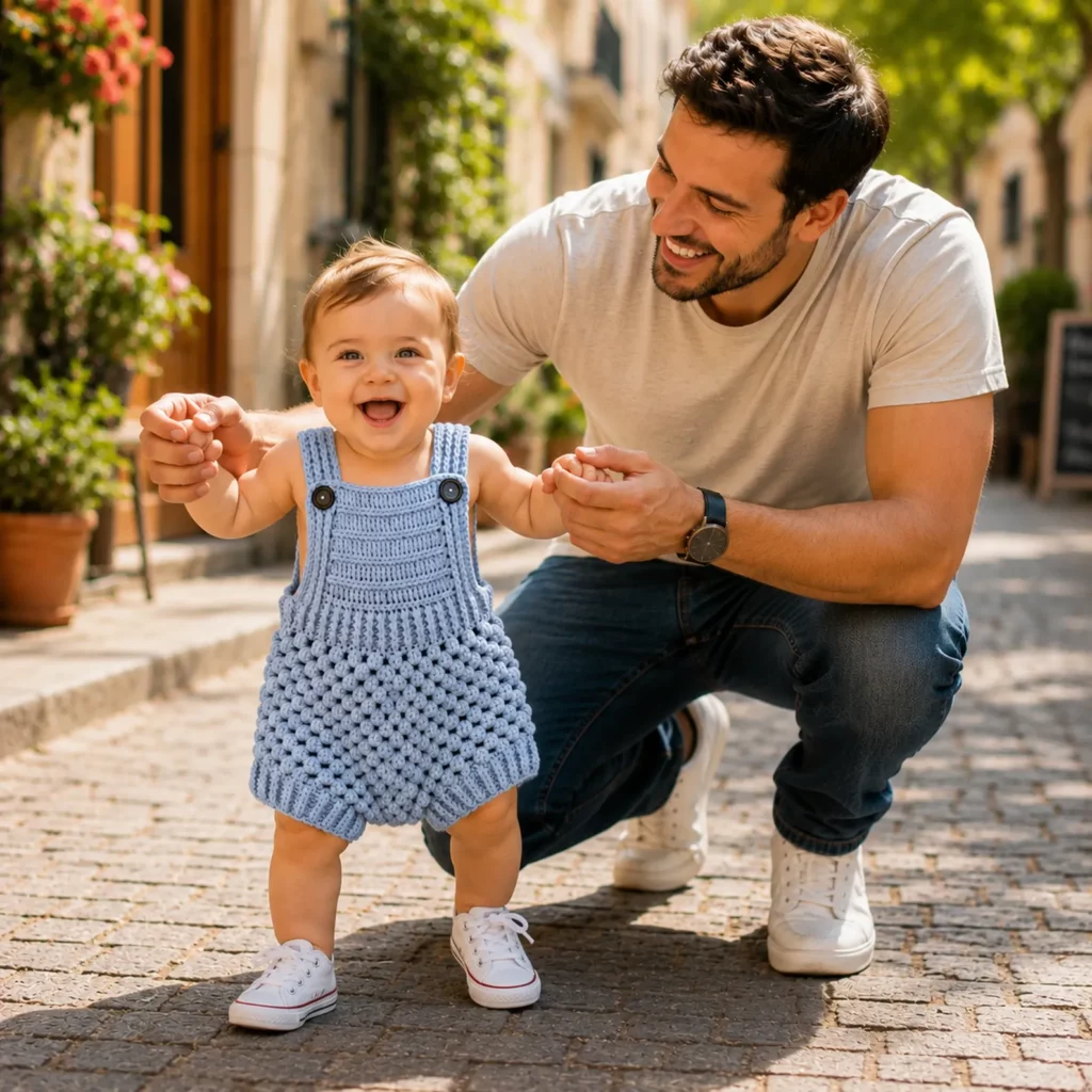 Cute Baby Crochet Pattern for a Textured Bubble Stitch Romper 3_result
