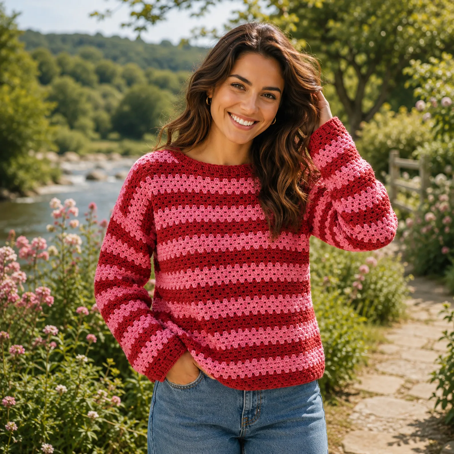Sweet Striped Crochet Pattern for a Women's Cozy Pullover Sweater 3_result