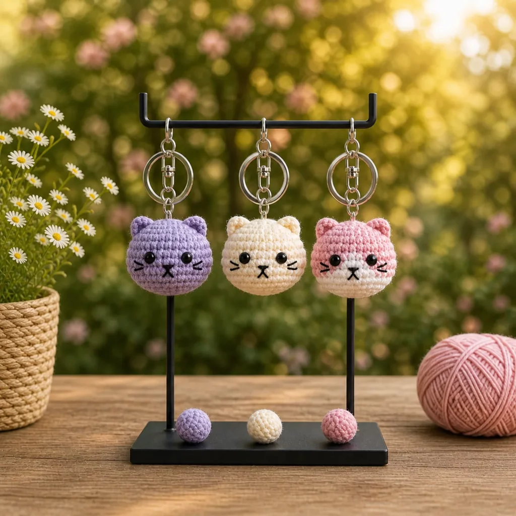 Tiny Cat Keychain Amigurumi Crochet Pattern 1