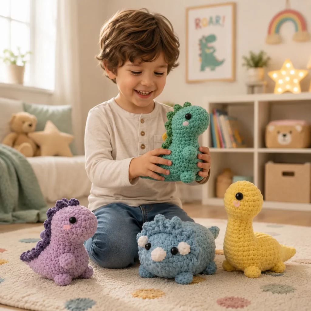 Mini Dinosaur Amigurumi Crochet Pattern (Free)- 4 Cute Dino Plushies You Can Make Fast (Stego, Triceratops, Bronto + Baby Dino) 2_result
