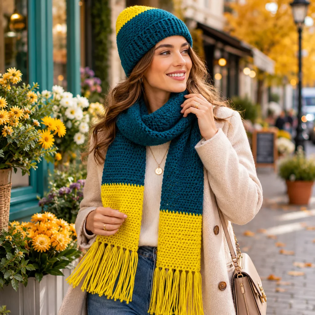 Cozy Color Block Crochet Hat and Scarf Pattern – A Stylish Winter Set for Beginners 2_result_result
