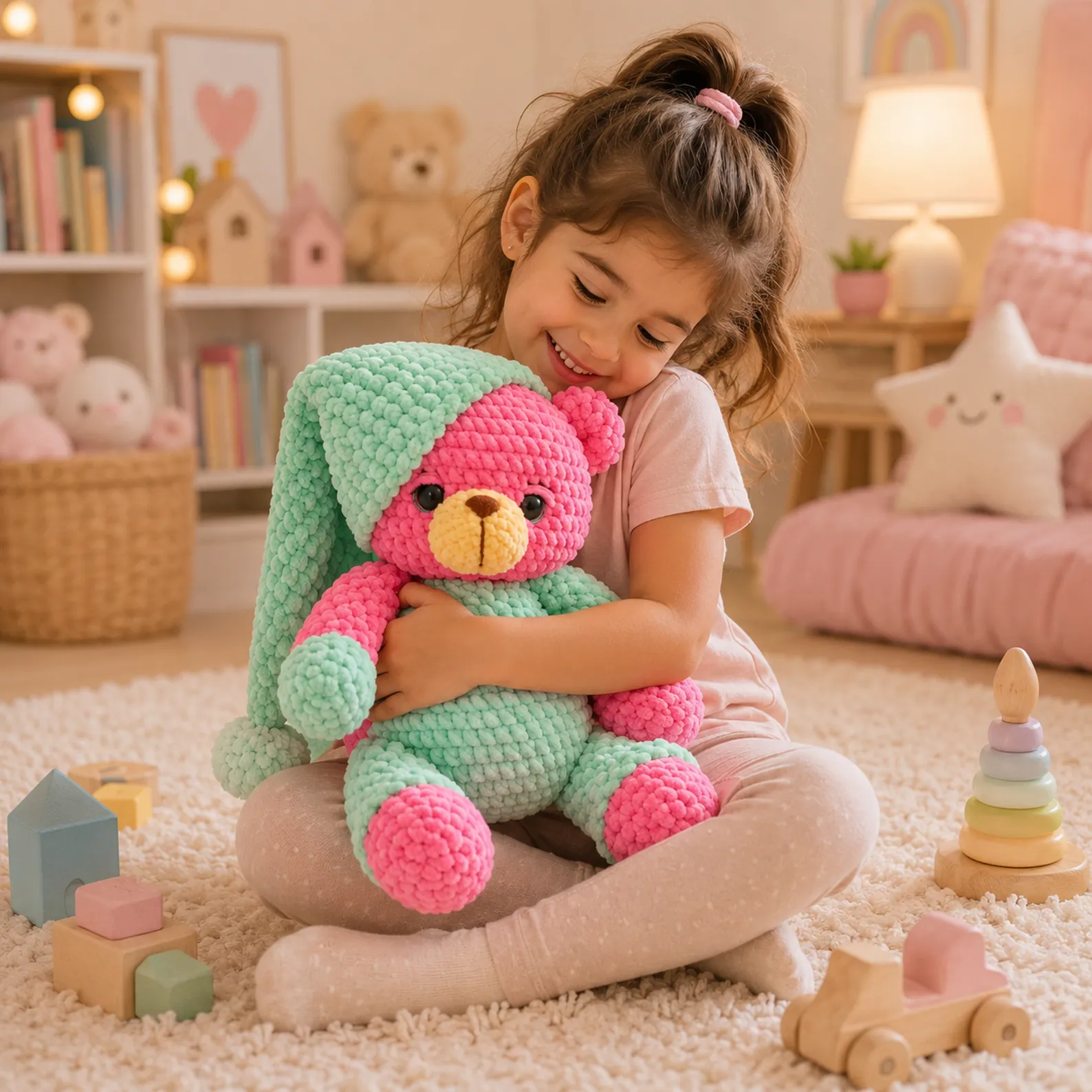 Sleepy Teddy Bear Amigurumi Crochet Pattern (Free)- Plush Bedtime Bear With Nightcap, Pajamas, and Color-Block Details 2_result