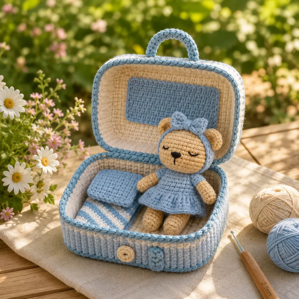 Bear Doll & Suitcase Set Crochet Pattern 1_result