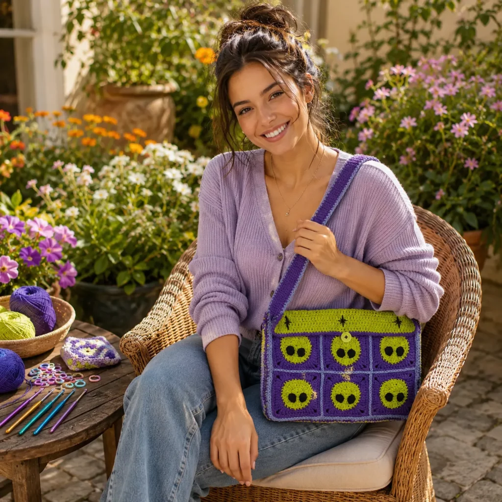 Cute Alien Granny Square Crochet Bag Pattern – A Fun and Whimsical Crochet Pattern for Creative Makers 1_result