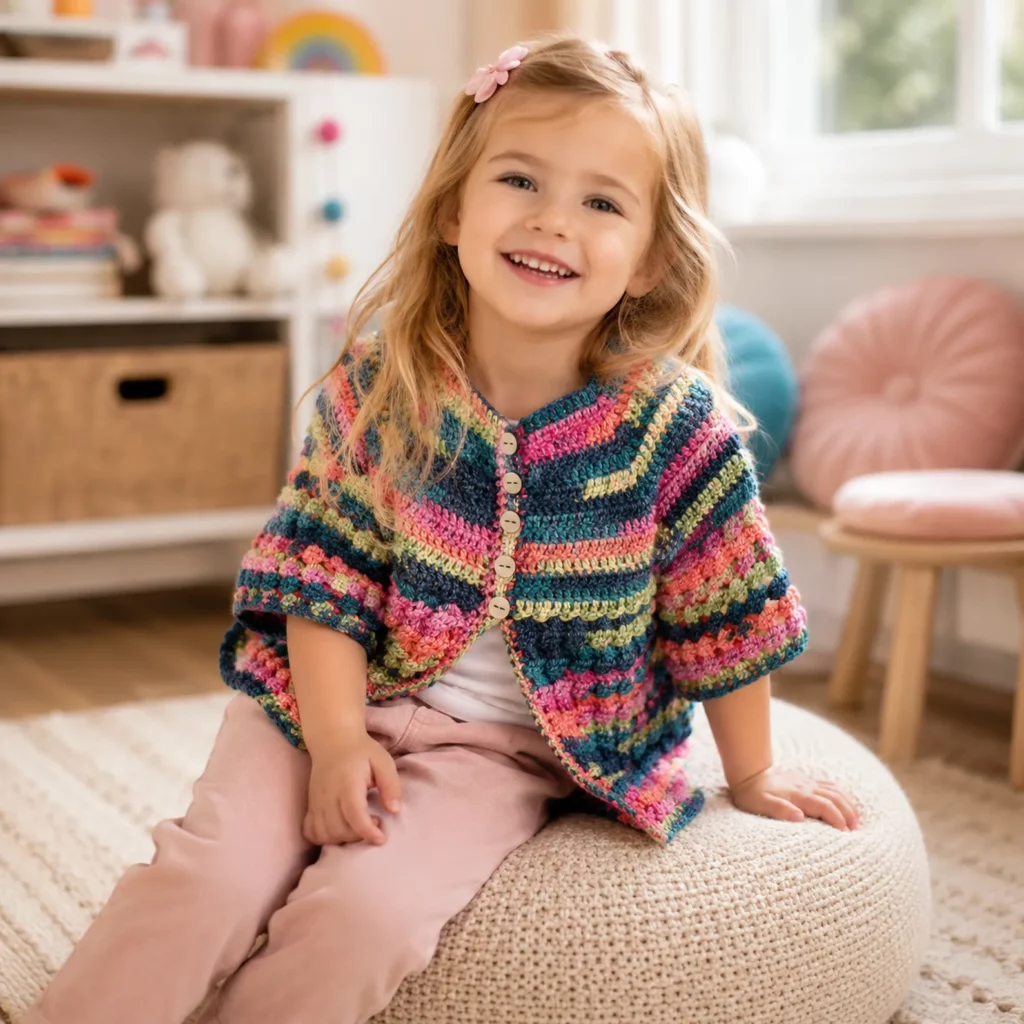 Colorful Baby Crochet Cardigan Pattern- A Bright and Cozy Handmade Sweater for Little Ones_result