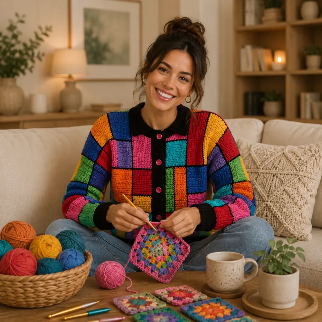 Colorful Patchwork Crochet Pattern for a Women's Statement Cardigan 2_result