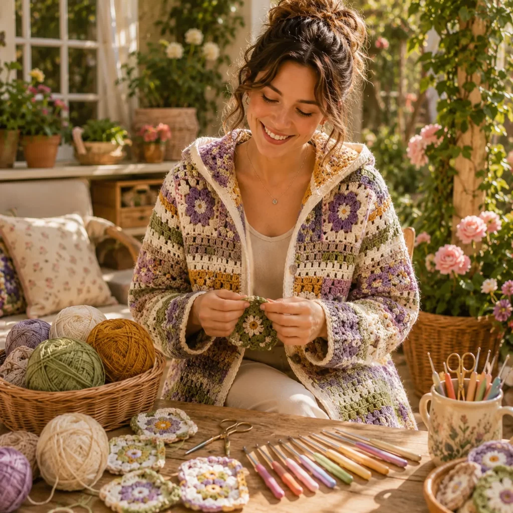 Crochet Pattern for a Boho Hooded Patchwork Coat 1_result