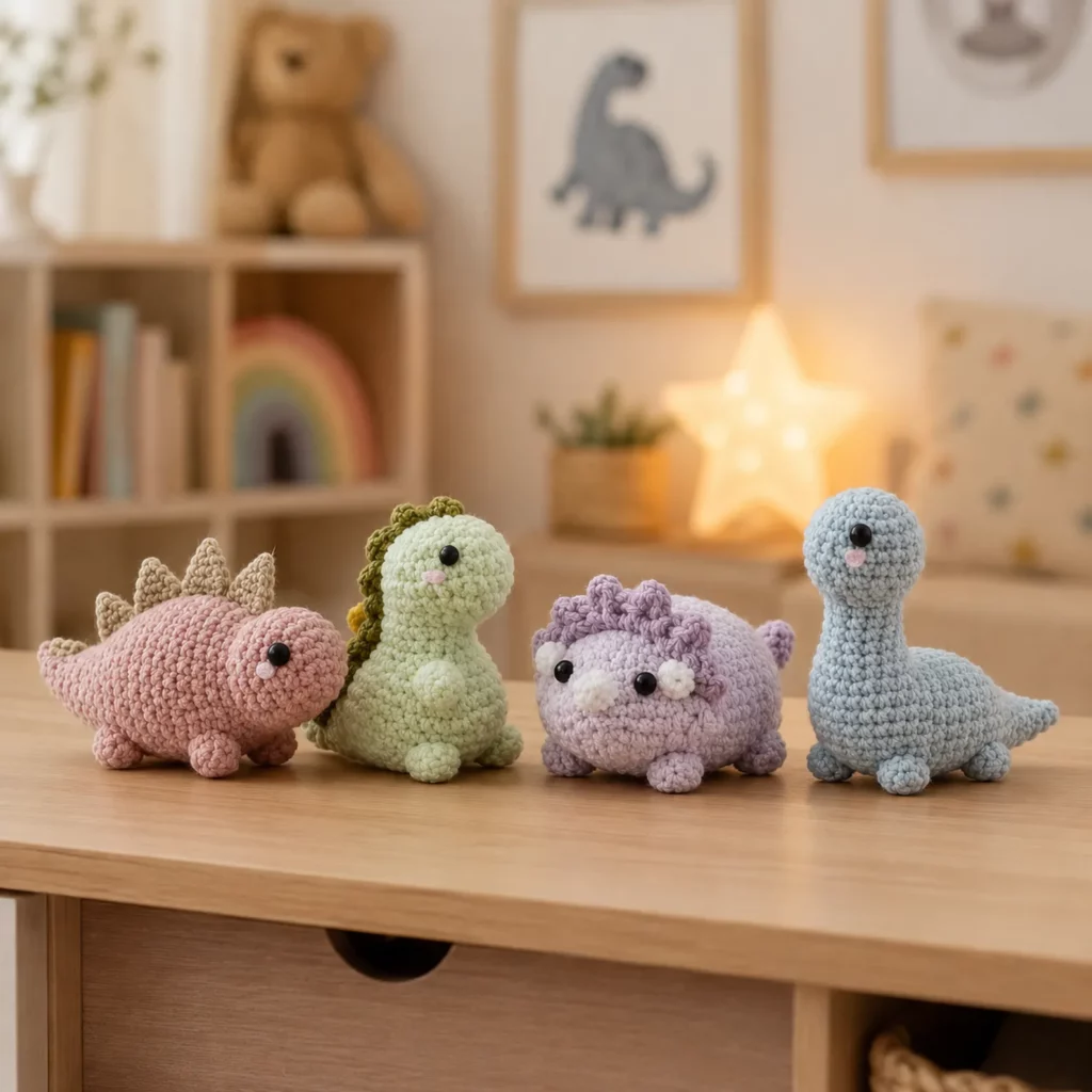 Mini Dinosaur Amigurumi Crochet Pattern (Free)- 4 Cute Dino Plushies You Can Make Fast (Stego, Triceratops, Bronto + Baby Dino)_result