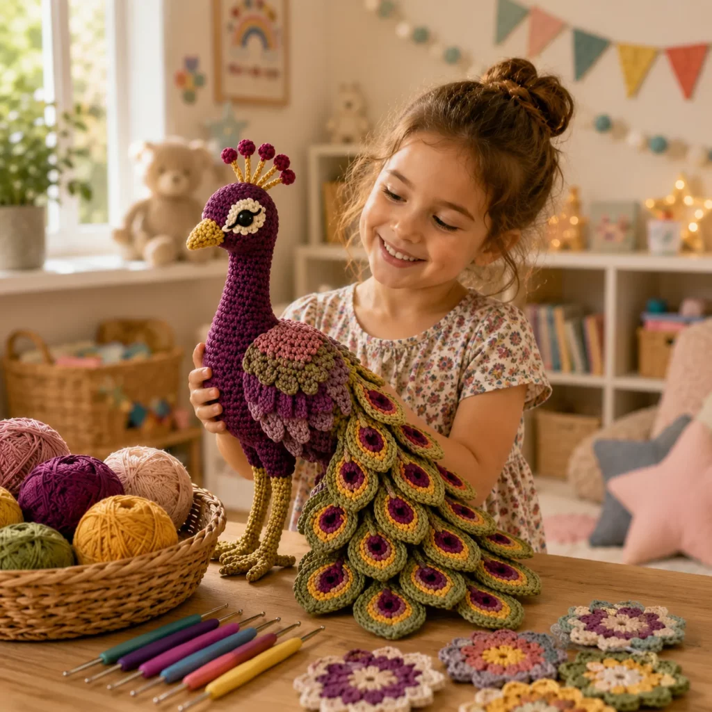 Peacock Amigurumi Crochet Pattern With Feather Tail Eyes and Elegant Long Neck 2_result
