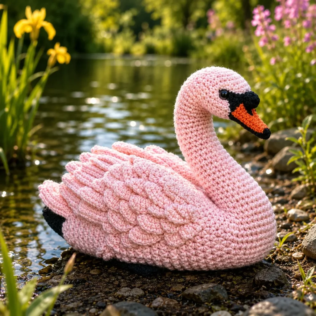 Swan Amigurumi Crochet Pattern (Free)- A Beautiful Plush Swan With Layered Wings, Long Neck, and Two-Tone Beak 1_result