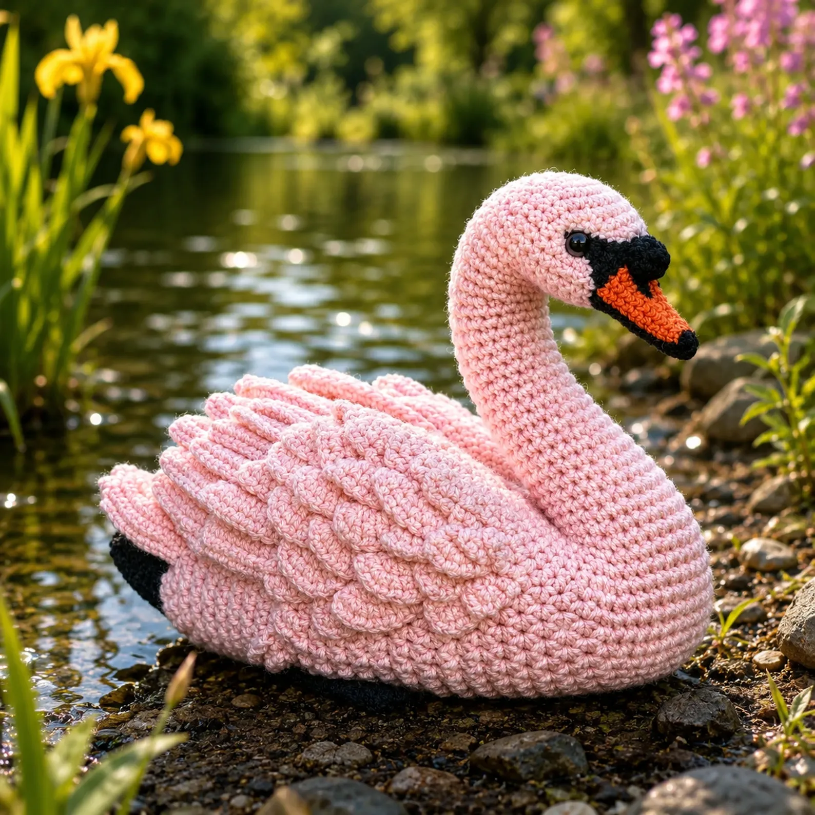 Swan Amigurumi Crochet Pattern (Free): A Beautiful Plush Swan With Layered Wings, Long Neck, and Two-Tone Beak