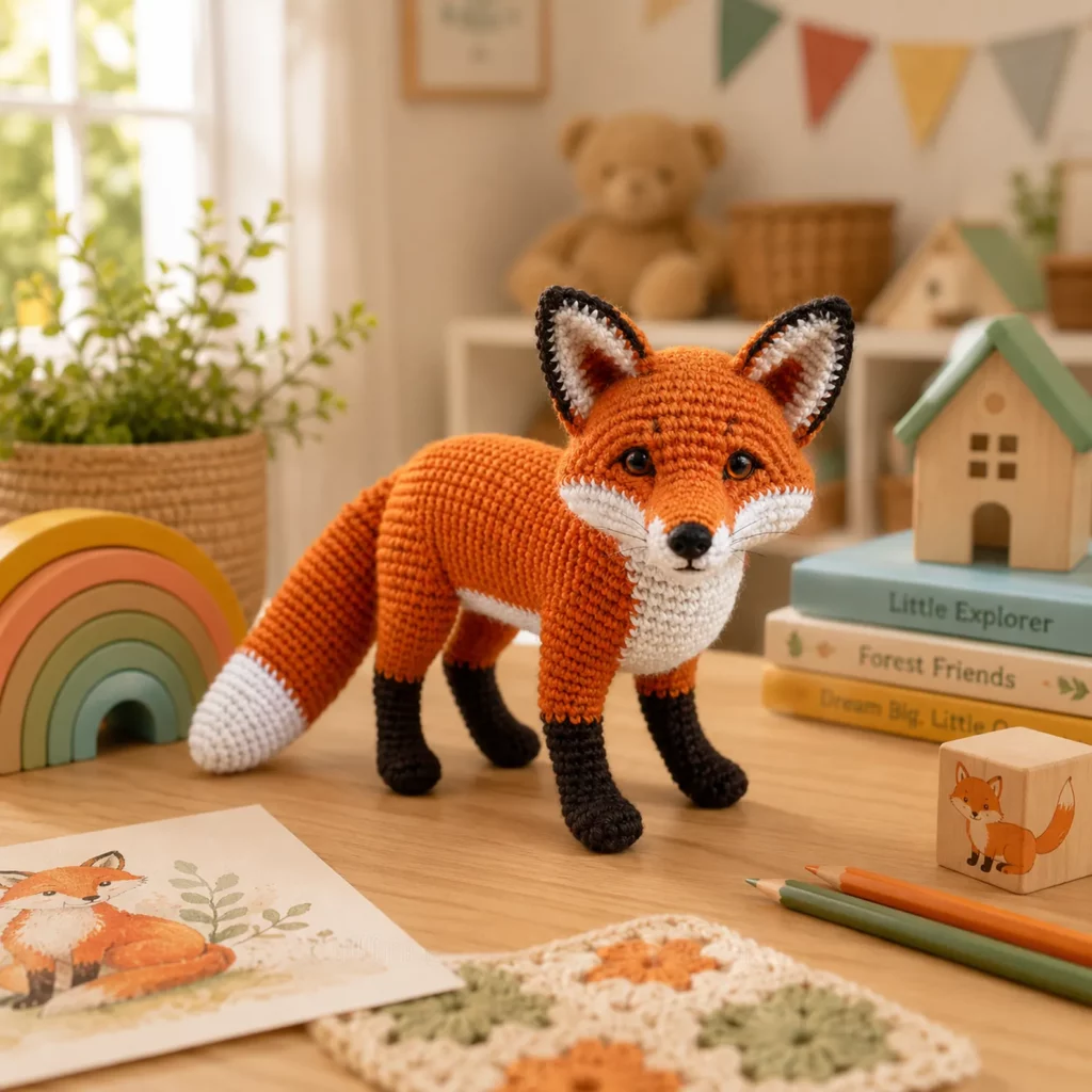 Crochet Fox Amigurumi Crochet Pattern With Realistic Face, White Chest, and Fluffy Tail Tip 2_result