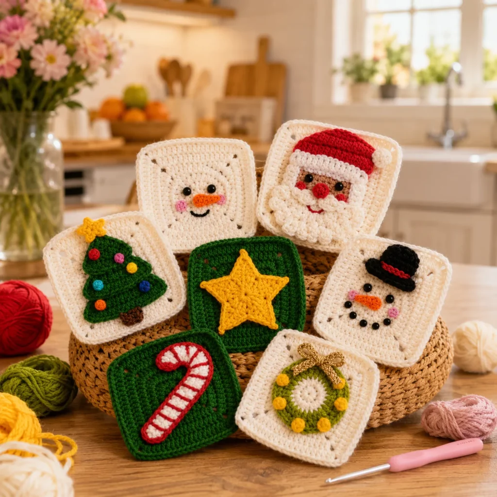Christmas Granny Square Crochet Pattern Set 2