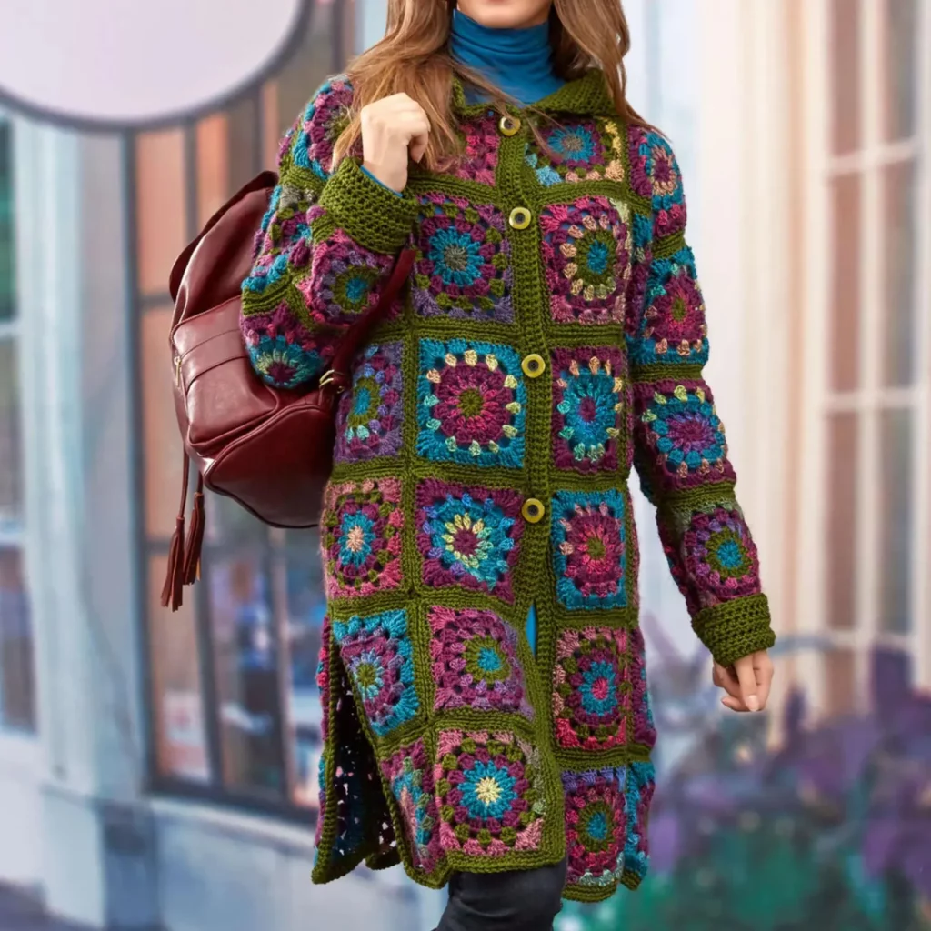 Granny Square Cardigan Crochet Pattern 2