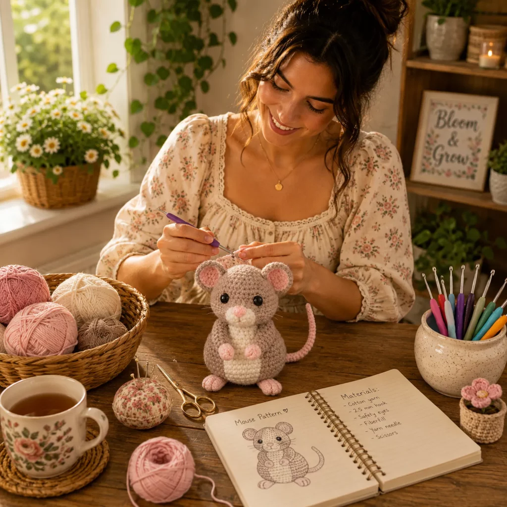 Crochet Mouse Amigurumi Crochet Pattern With Round Belly, Pink Paws, and Sweet Little Tail_result