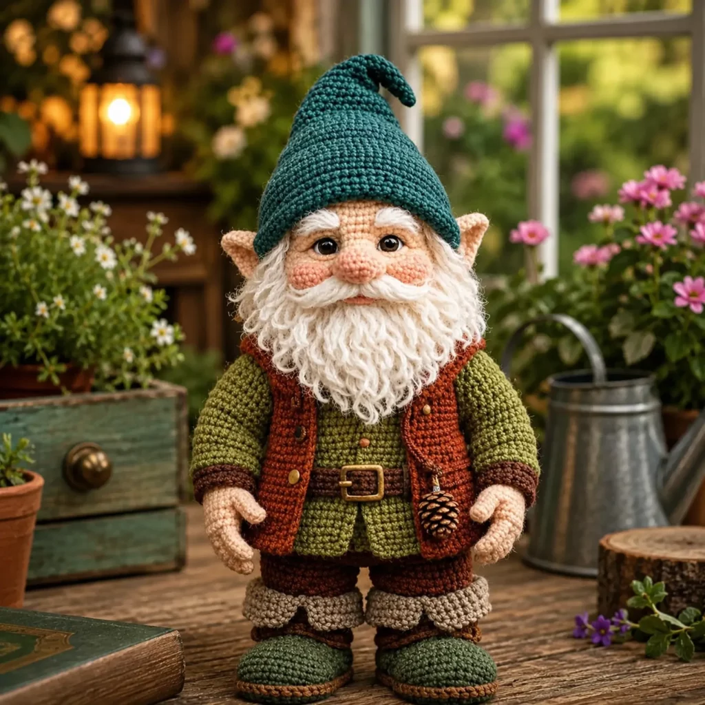 Crochet Gnome Doll Pattern (Free)- A Big 50 cm Amigurumi Gnome With Floppy Hat, Curly Beard, Outfit, and Boots 2_result