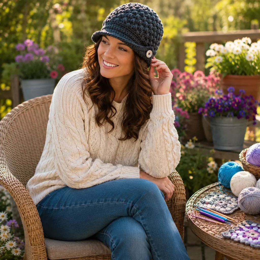 Chic Textured Crochet Newsboy Hat Pattern – A Stylish Brimmed Beanie for Everyday Wear 1_result