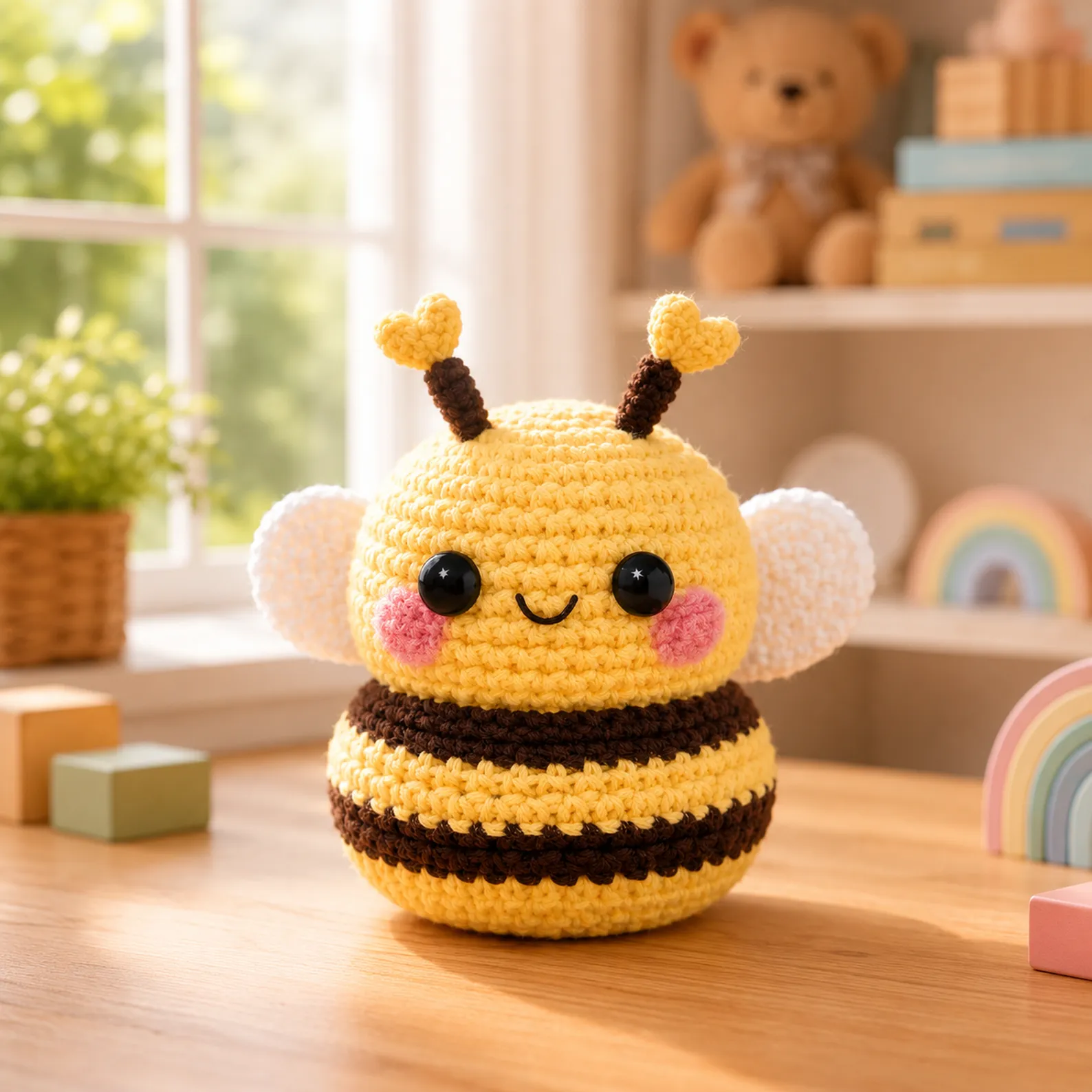 Crochet Pattern for a Cute Chubby Bumblebee Plush (Free): Easy Amigurumi Crochet Tutorial for Beginners