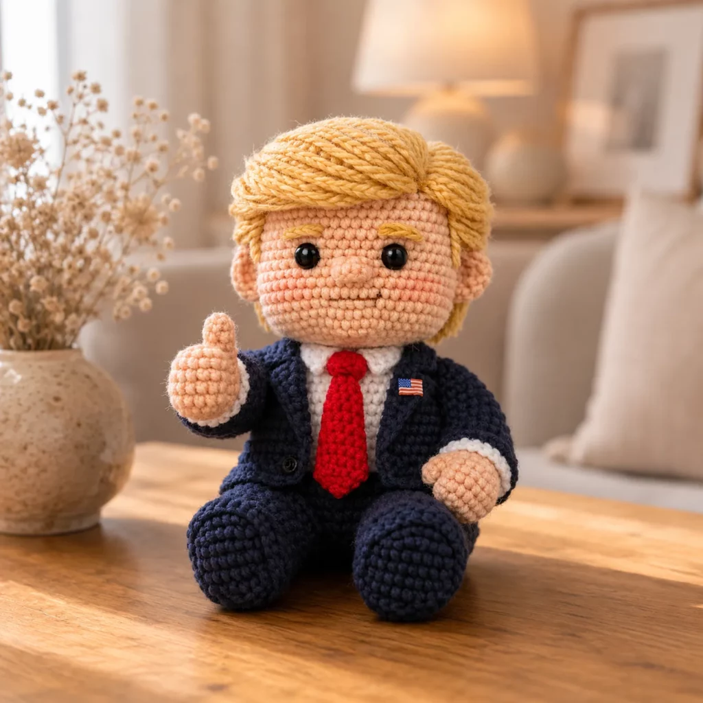 Crochet Suit Amigurumi Pattern (Free)- Easy Business Doll With Blonde Hair, Red Tie, and Tiny Jacket Details_result