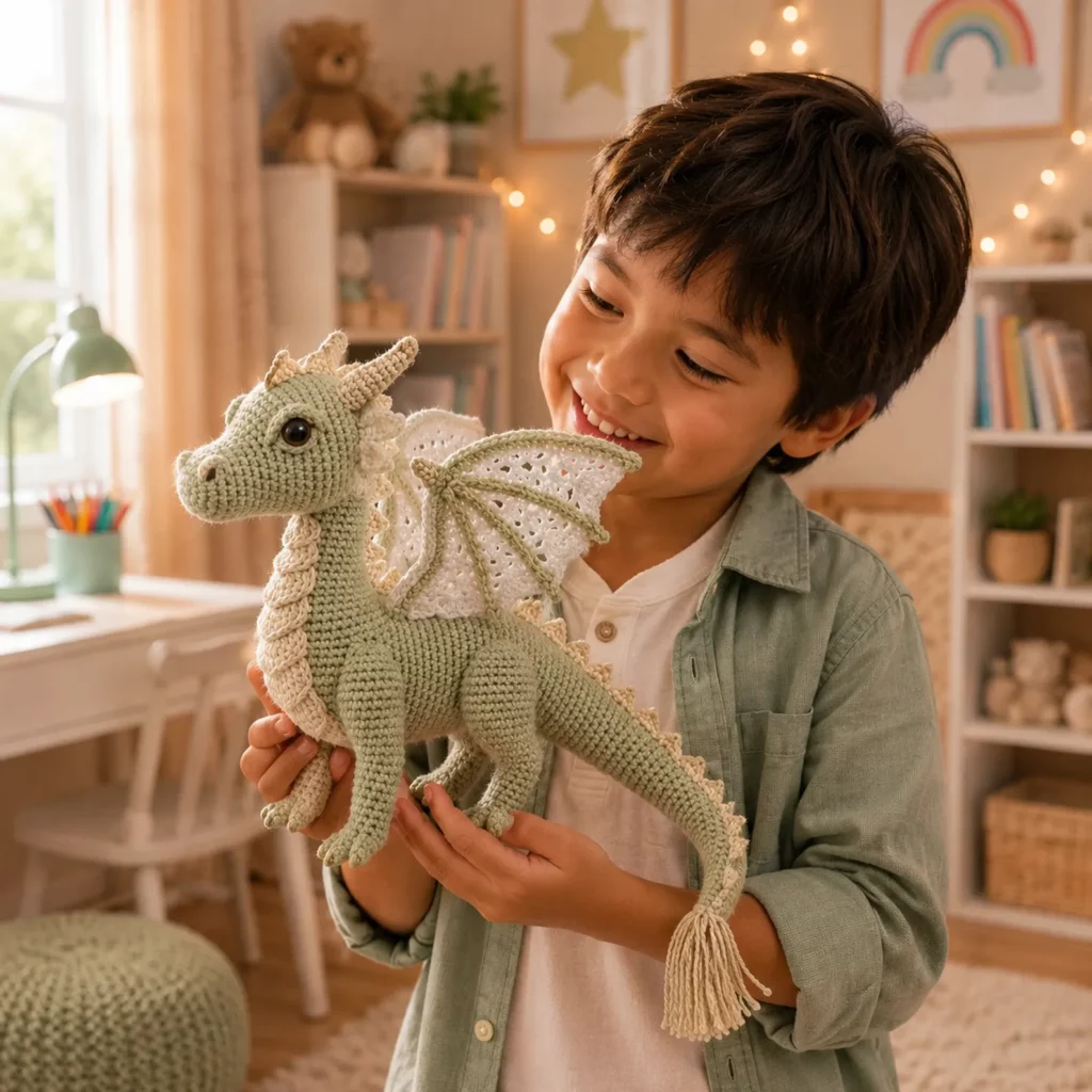 Fantasy Dragon Amigurumi Crochet Pattern (Free)- A Detailed Plush Dragon With Lace Wings, Spines, and a Long Tail 2_result
