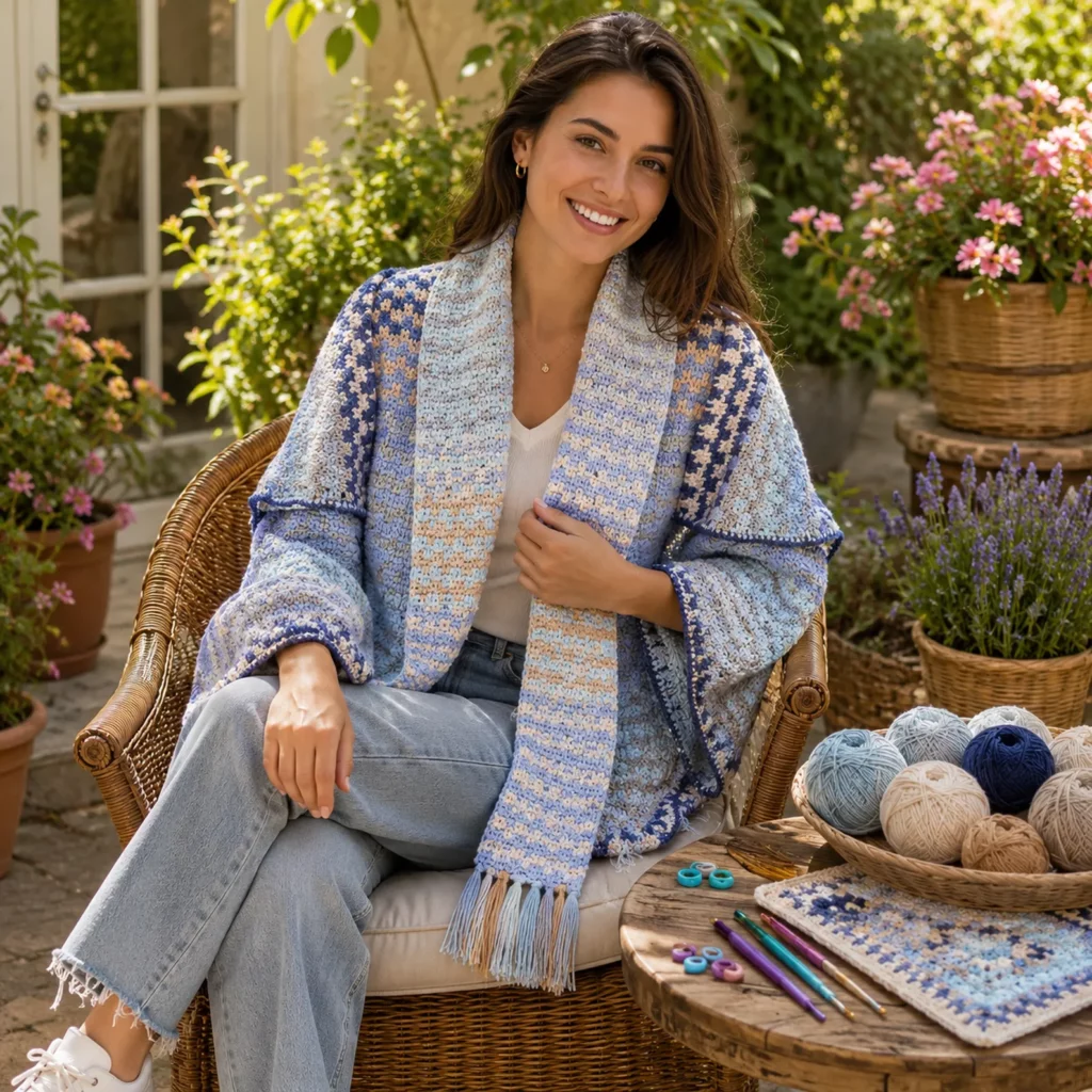 Elegant Crochet Poncho with Integrated Scarf Pattern (Free)- A Stylish and Cozy Layering Piece 1_result