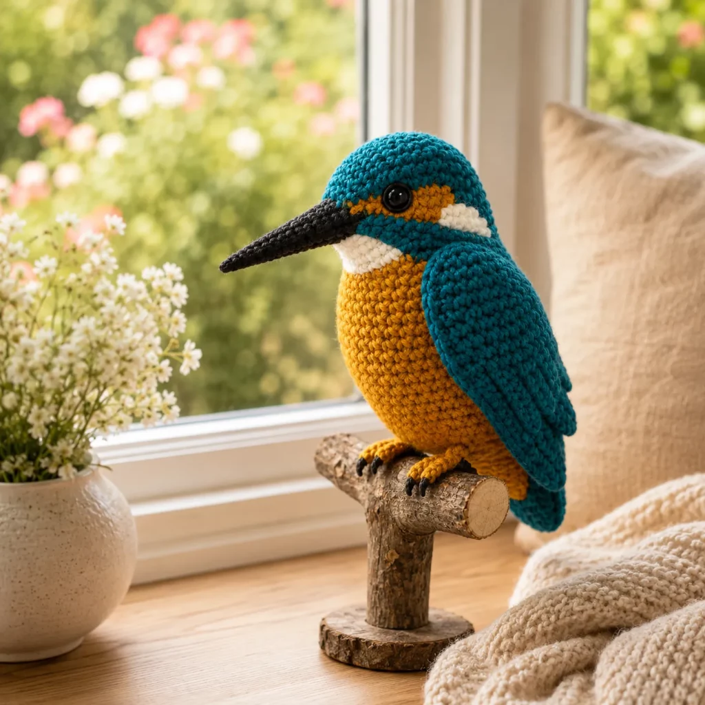 Crochet Kingfisher Amigurumi Crochet Pattern With Long Beak and Bright Color Blocks_result