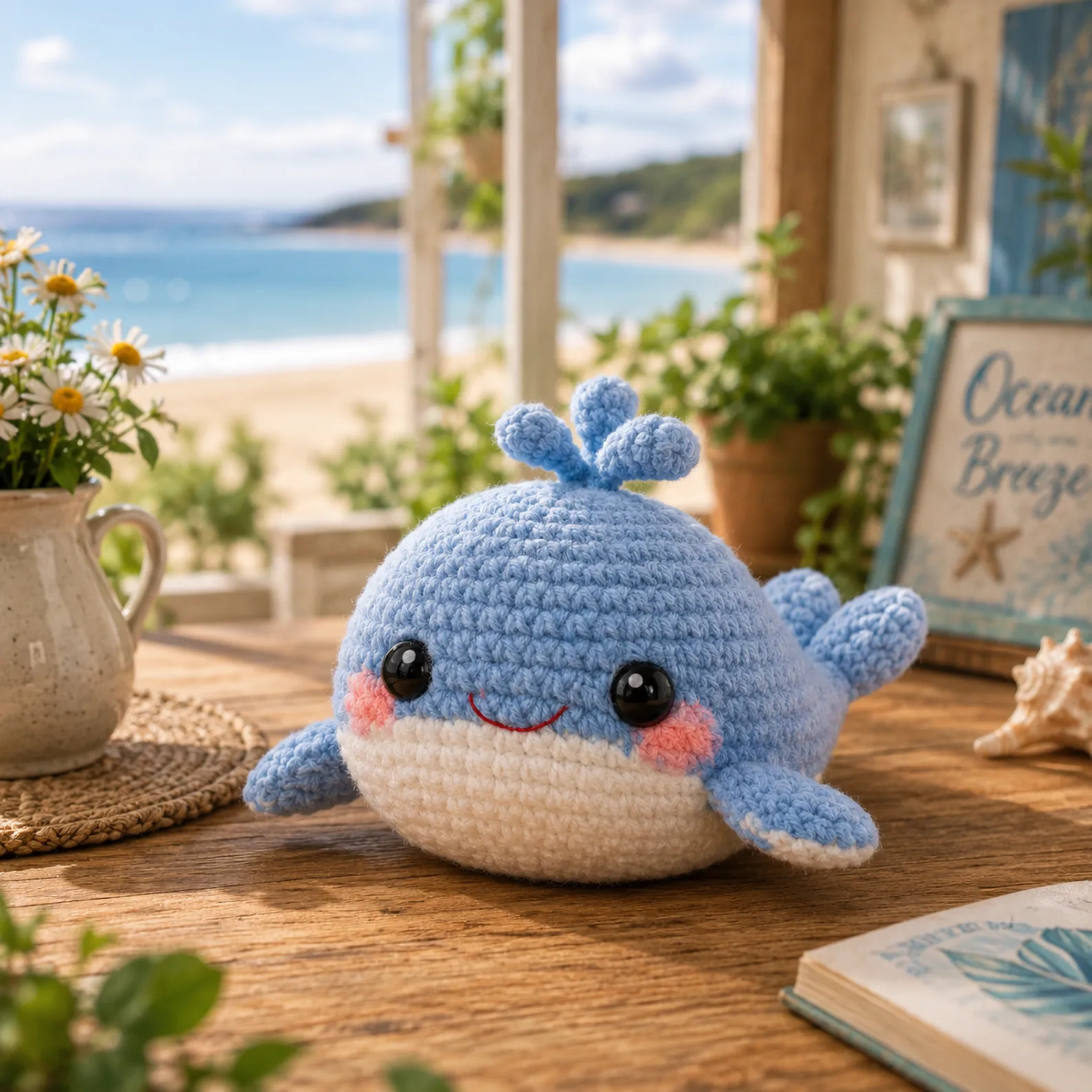 Cute Crochet Whale Pattern (Free): Easy Amigurumi Whale With Big Eyes, Blush Cheeks, and Tiny Water Spout