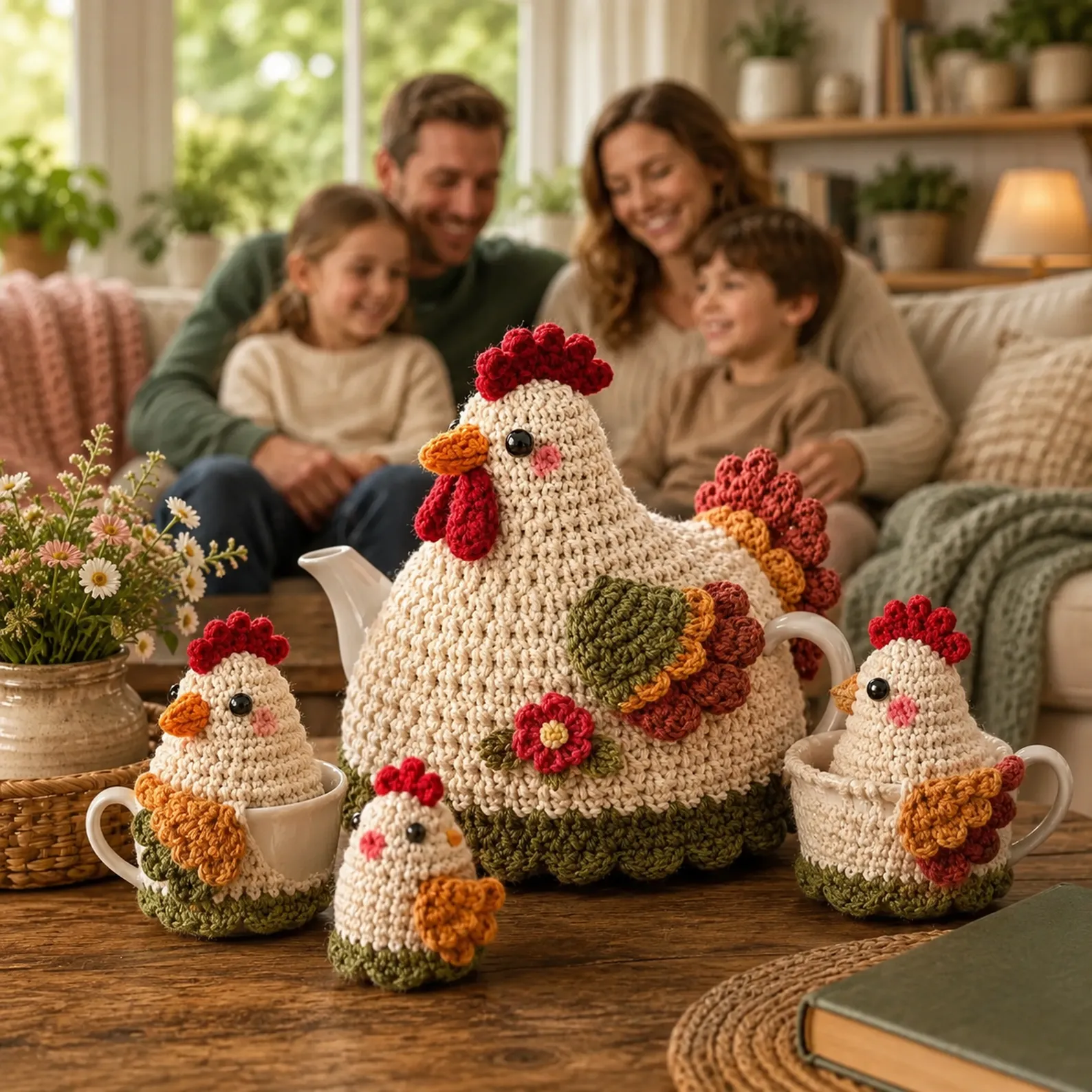 Chicken Teapot Cozy Crochet Pattern (Free)- Cute Hen Tea Cosy With Bobble Base, Wings, Comb, and Flower Detail_result
