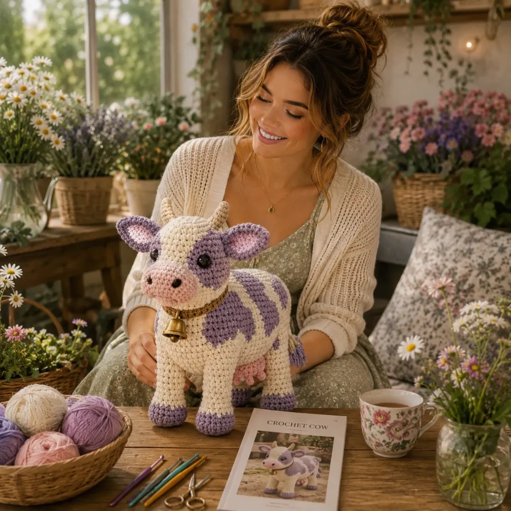 Cow Amigurumi Crochet Pattern (Free)- Cute Black-and-White Plush Cow With Pink Snout, Little Horns, Bell Collar, and Udder_result