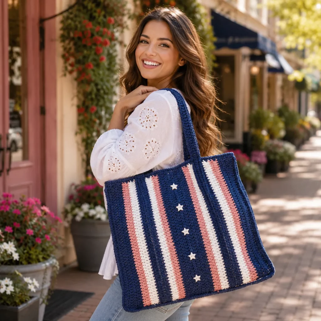Patriotic Crochet Tote Bag Pattern – A Stylish and Spacious DIY Bag for Summer Adventures_result
