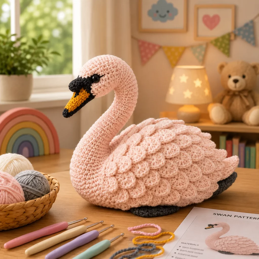 Swan Amigurumi Crochet Pattern (Free)- A Beautiful Plush Swan With Layered Wings, Long Neck, and Two-Tone Beak_result