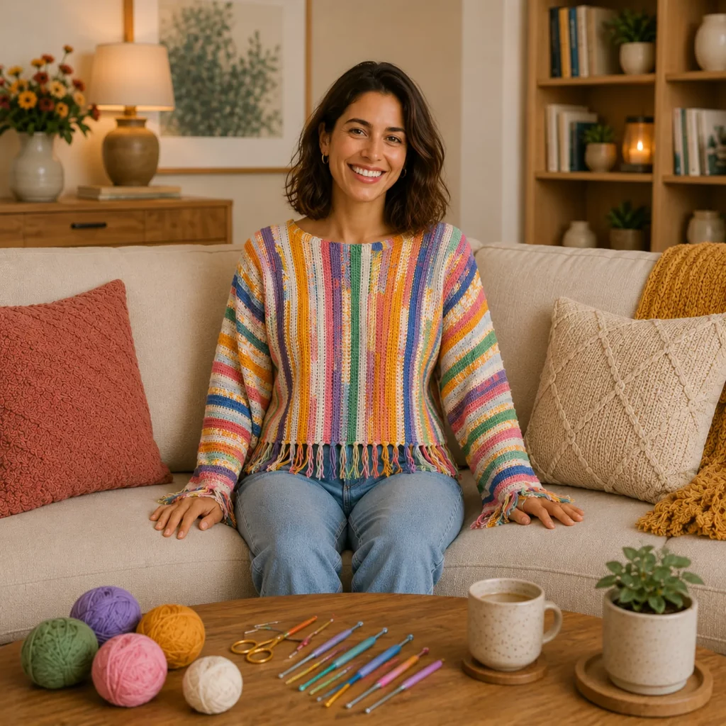 Colorful Fringe Crochet Pattern for a Women's Bohemian Sweater 2_result