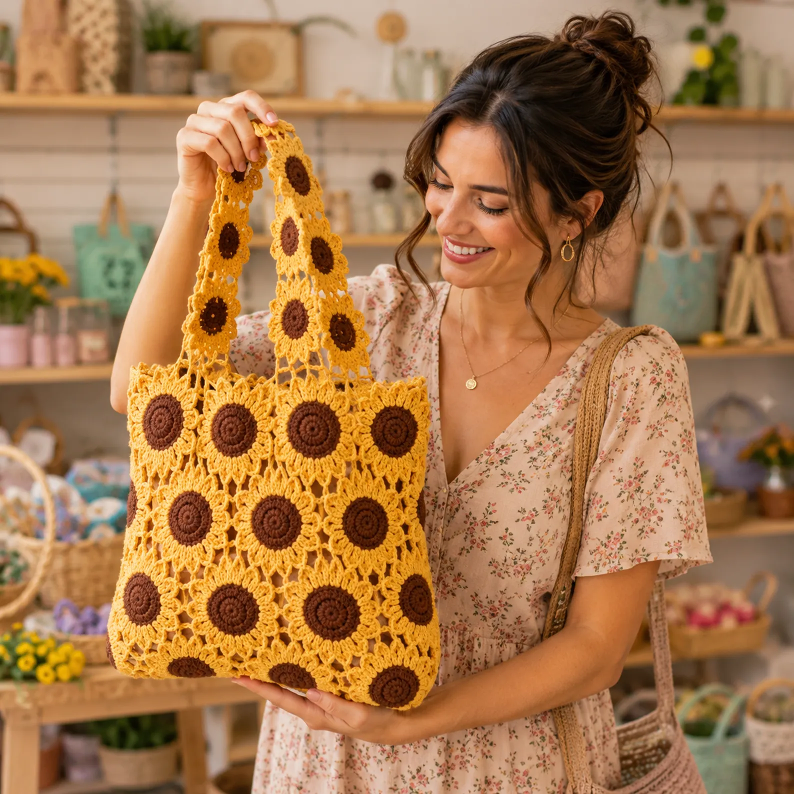 Sunflower Granny Square Tote Bag Crochet Pattern (Free): A Vintage-Inspired Market Bag With Floral Motifs and Sturdy Straps