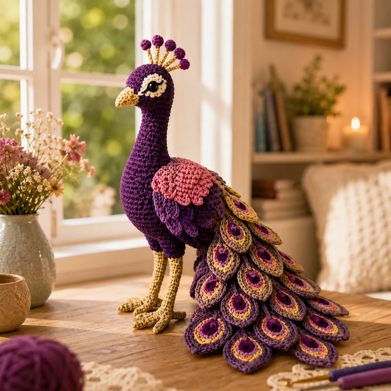 Peacock Amigurumi Crochet Pattern With Feather Tail Eyes and Elegant Long Neck_result