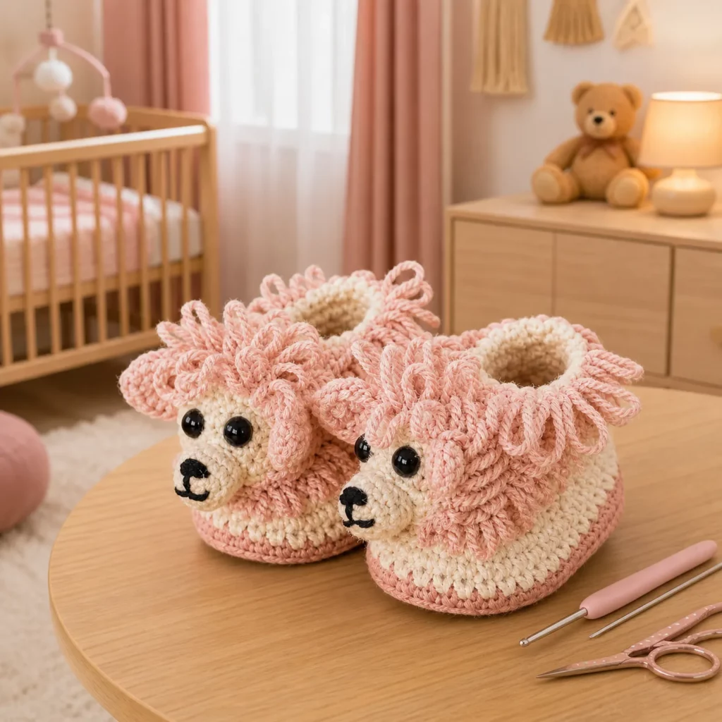 Fluffy Puppy Slippers Crochet Pattern