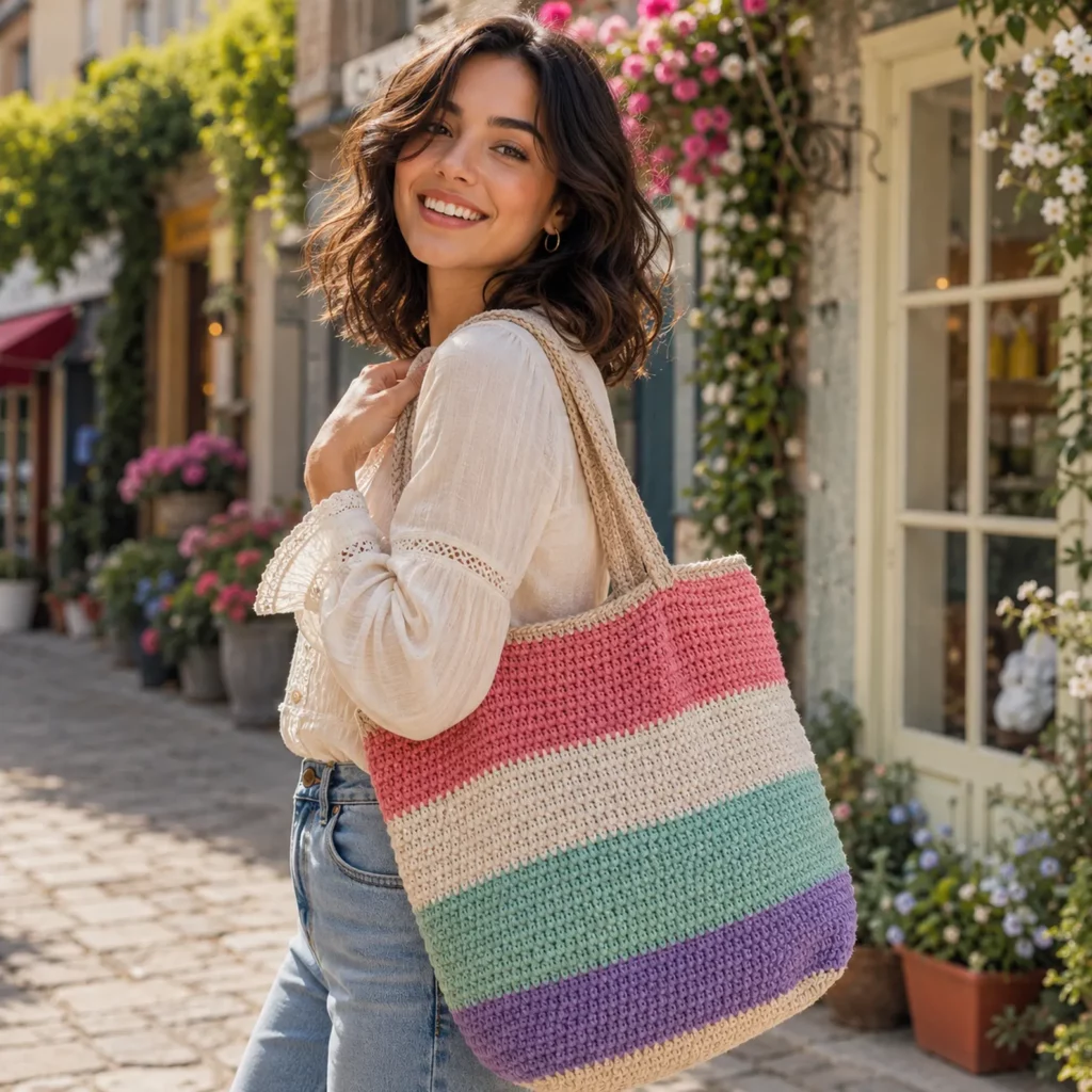 Colorful Striped Crochet Tote Bag Pattern – A Stylish and Practical Free Crochet Pattern_result