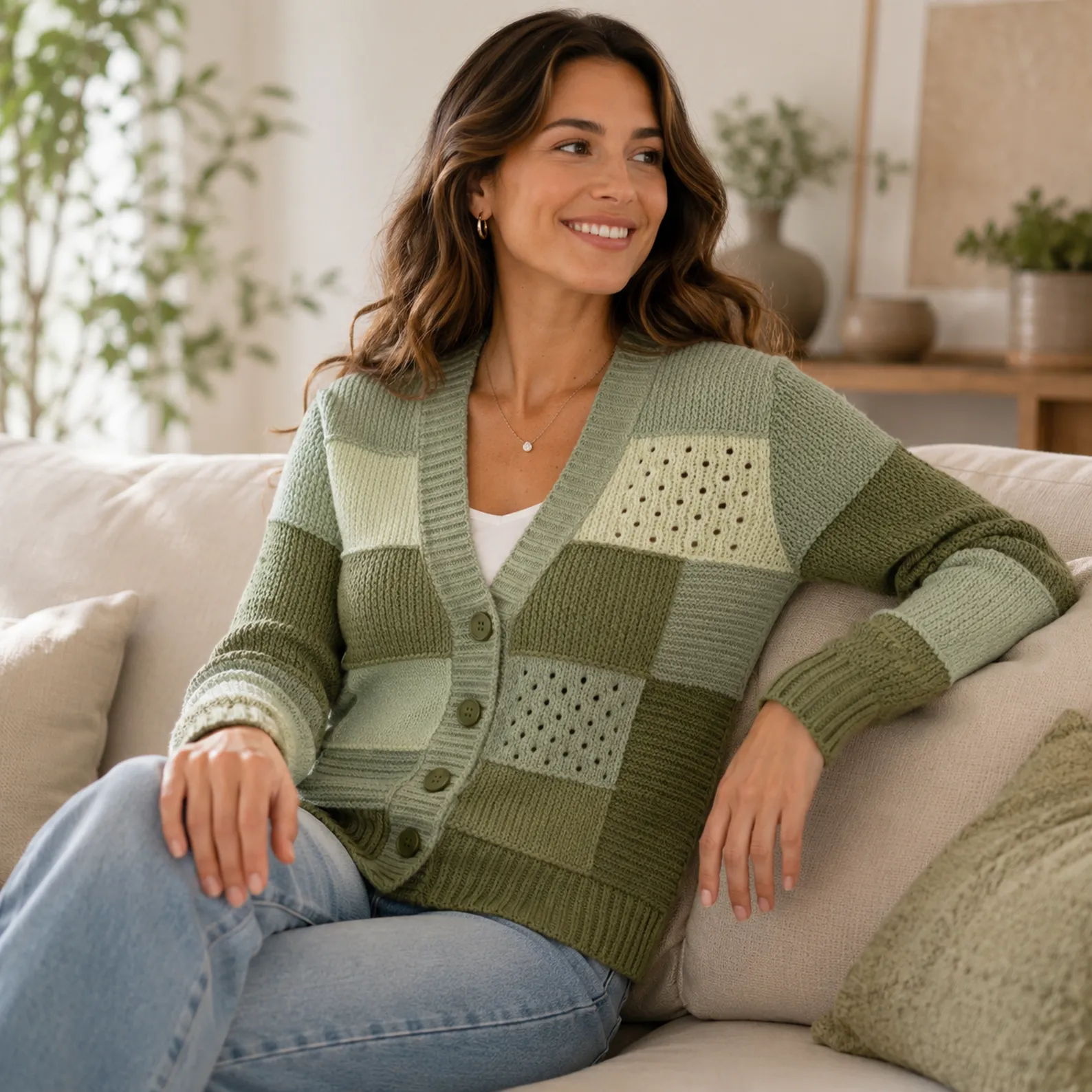 Patchwork Crochet Cardigan Pattern (Free)- Cozy Color-Block Squares With a Flattering V-Neck Fit_result