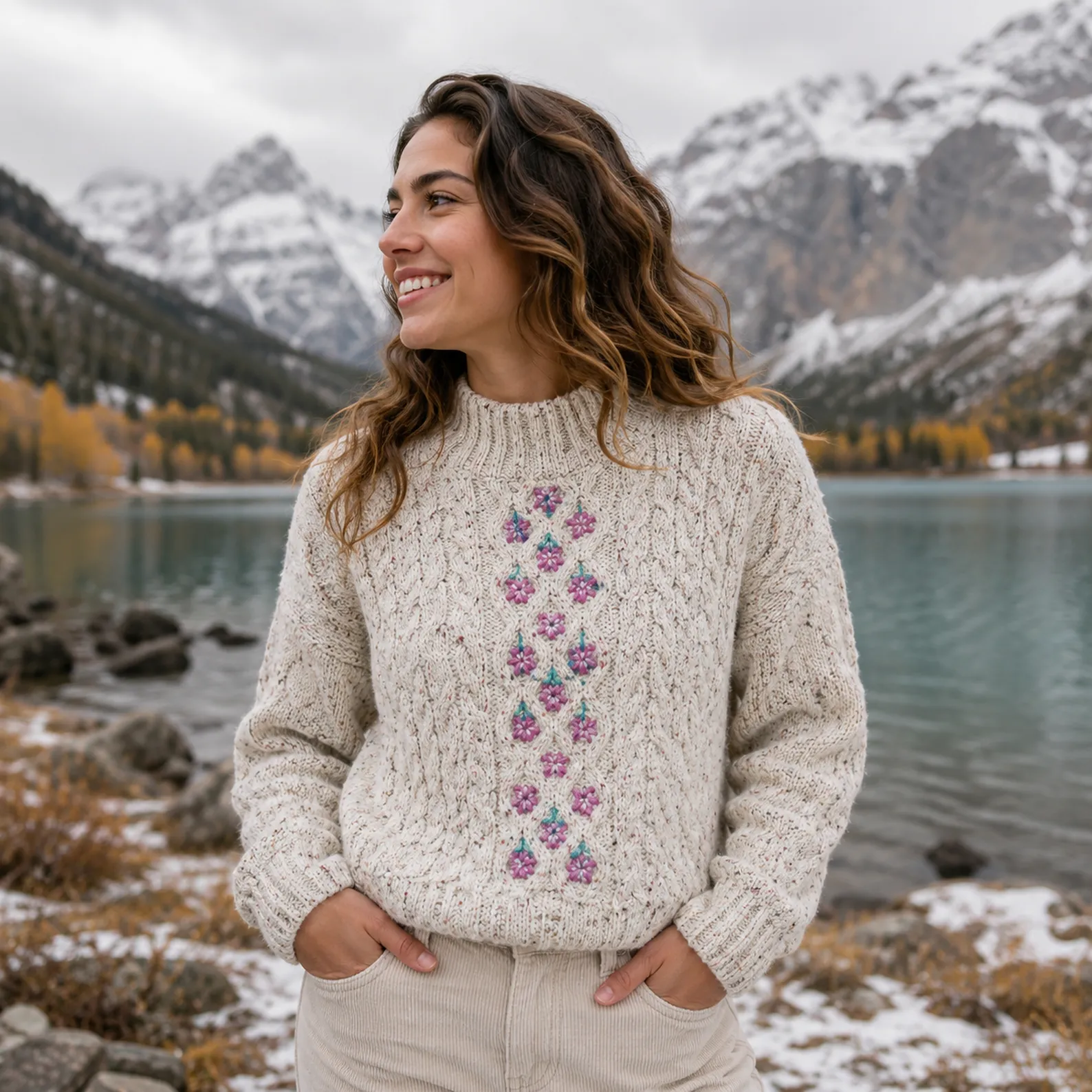 Floral Cable Crochet Sweater Pattern (Free)- A Cozy Textured Pullover with Embroidered Flower Details_result