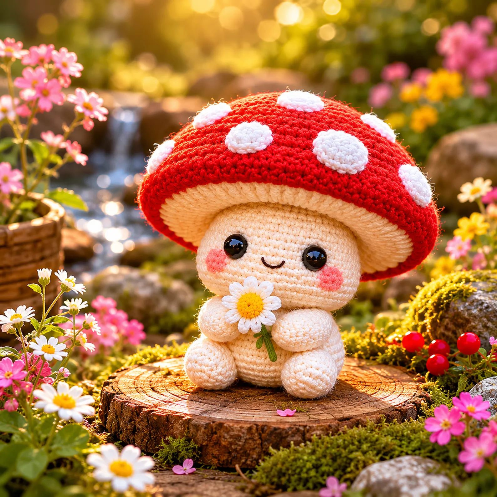 Kawaii Mushroom Amigurumi Crochet Pattern (Free)- A Cute Plush With Polka-Dot Cap, Blushy Cheeks, and Tiny Hands 2_result