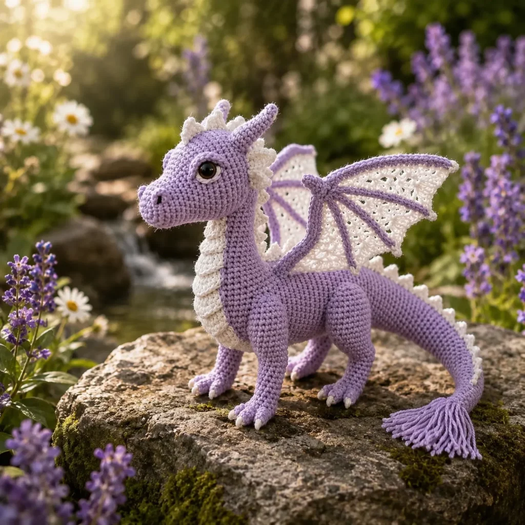 Fantasy Dragon Amigurumi Crochet Pattern (Free)- A Detailed Plush Dragon With Lace Wings, Spines, and a Long Tail 1_result