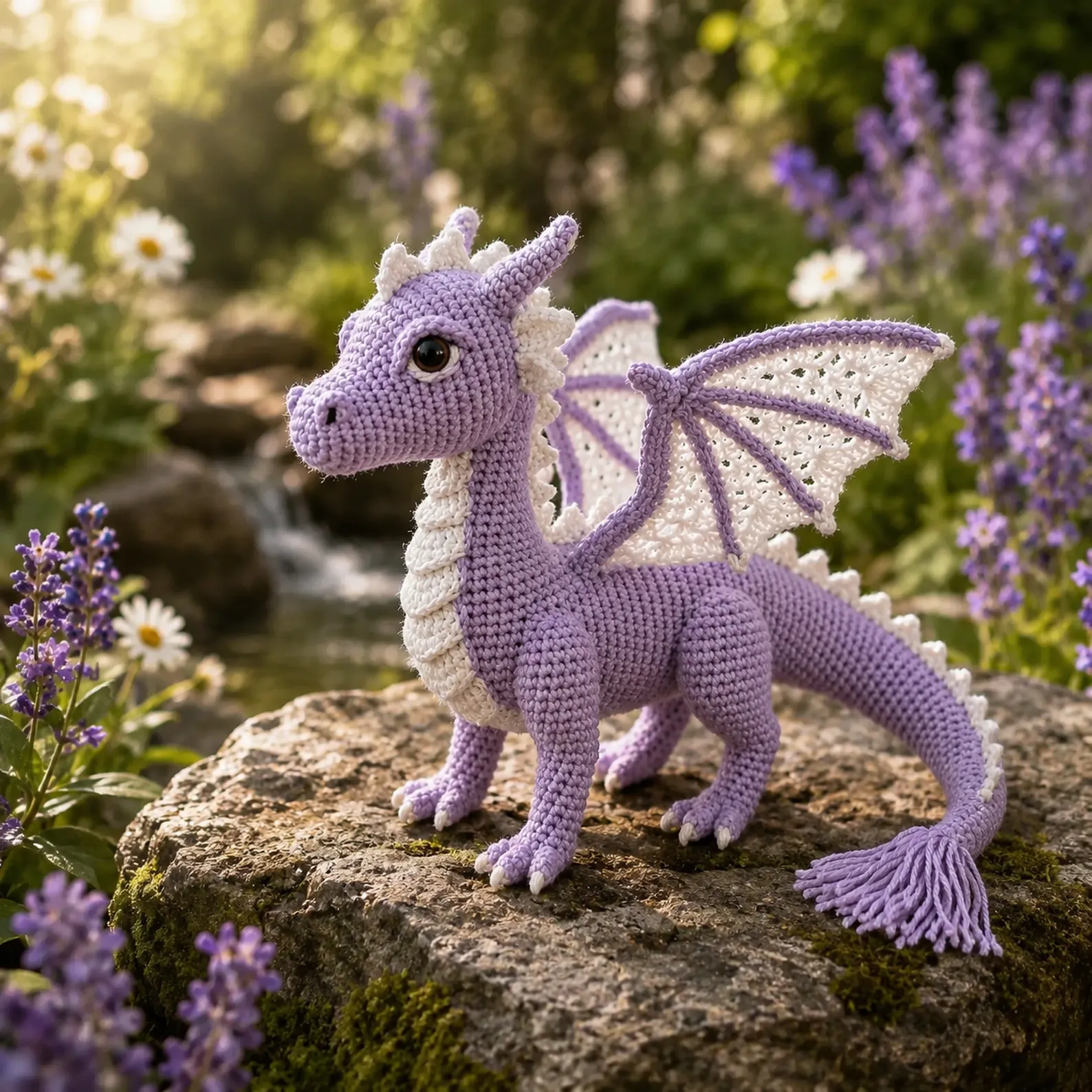 Fantasy Dragon Amigurumi Crochet Pattern (Free)- A Detailed Plush Dragon With Lace Wings, Spines, and a Long Tail 1_result