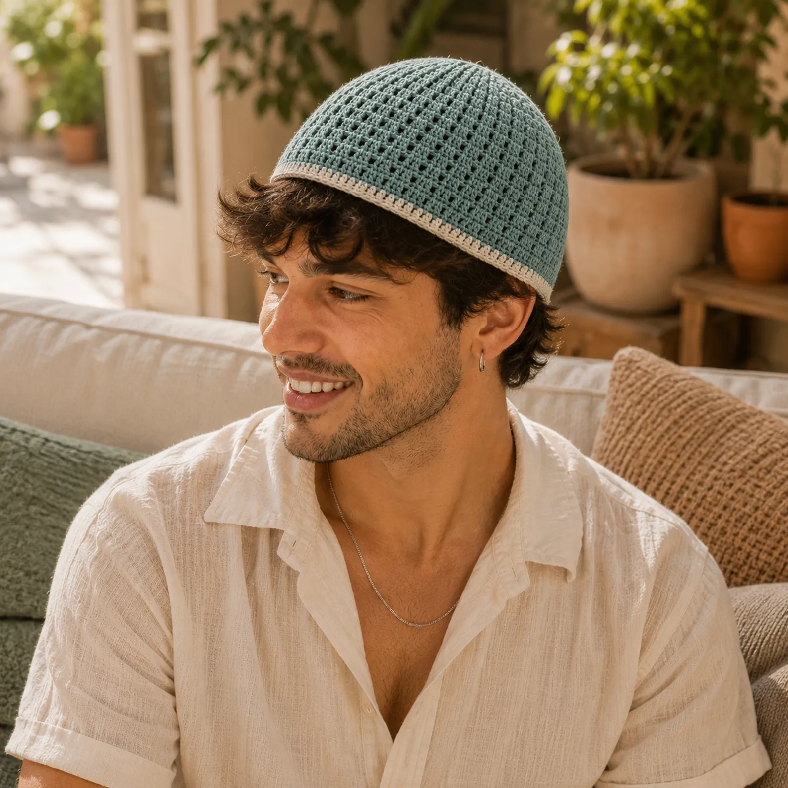 Crochet Skullcap Beanie Pattern (Free)- Easy Men’s Kufi-Style Hat With Clean Texture and Two-Color Band 2_result
