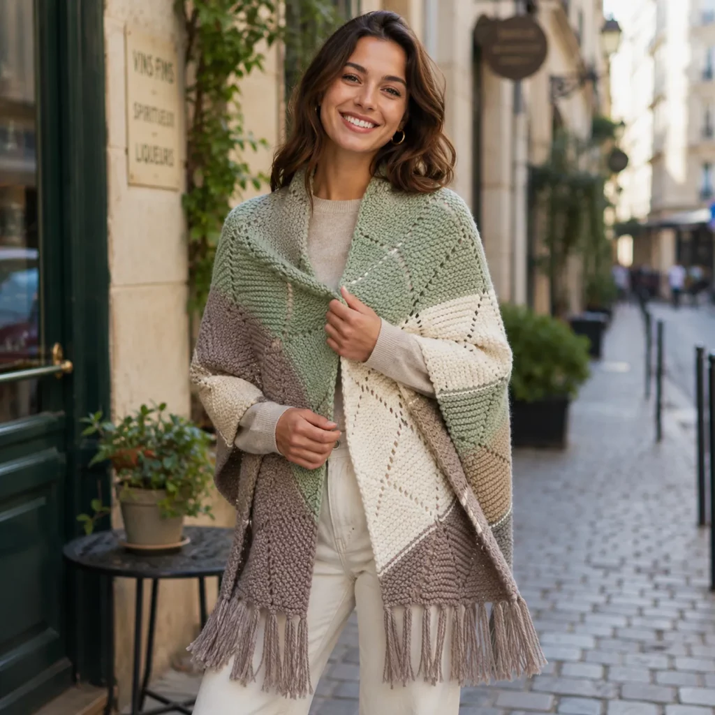 Cozy Patchwork Crochet Pattern for a Boho Fringe Ruana Wrap_result
