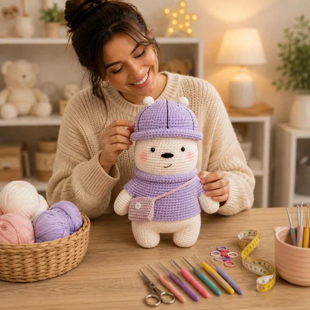 Cute Explorer Bear Amigurumi Crochet Pattern with Hat and Crossbody Bag 1_result